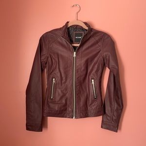 Faux Leather Wine Colored Jacket